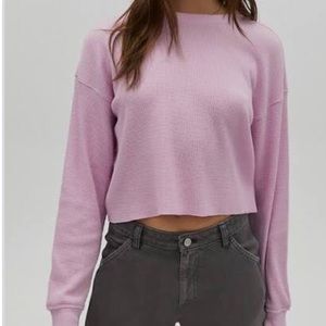 Aritzia TNA waffle long sleeve purple top size S